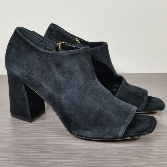Via Spiga Eladine Open Toe Block-heel Booties, Black Suede, Womens Size 5.5 M - Picture 3 of 11